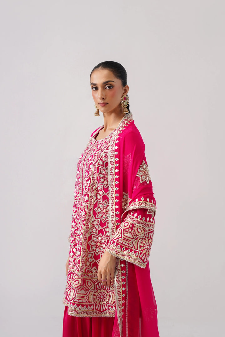 Fuchsia Pink Short A-Line Kurta Set