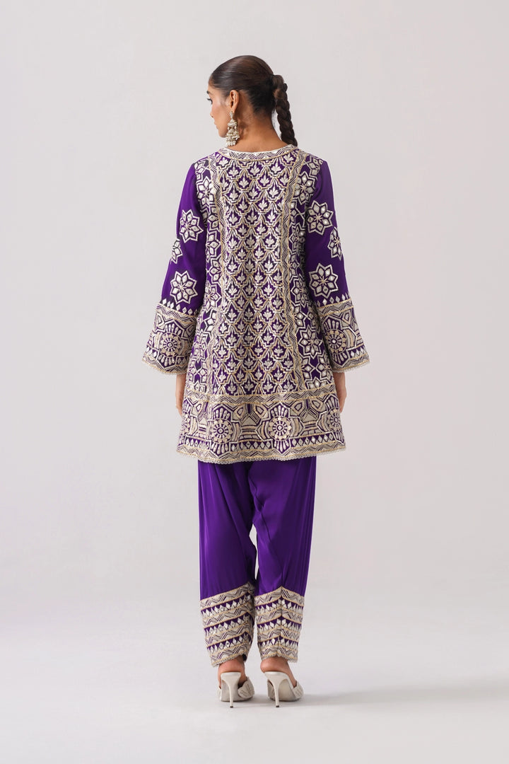 Violet Short A-Line Kurta Set
