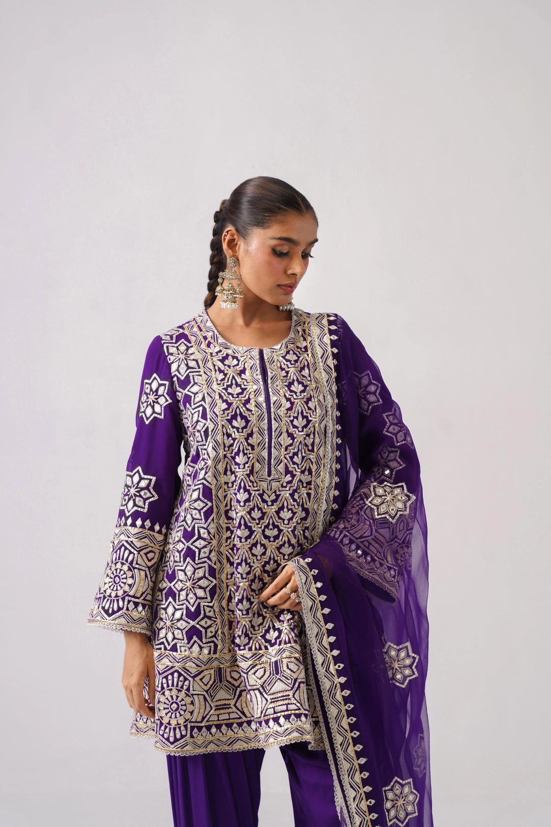 Violet Short A-Line Kurta Set