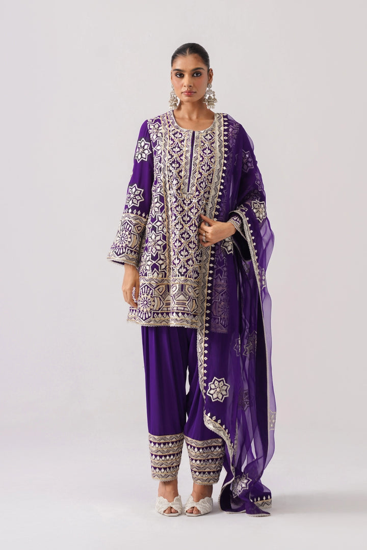 Violet Short A-Line Kurta Set