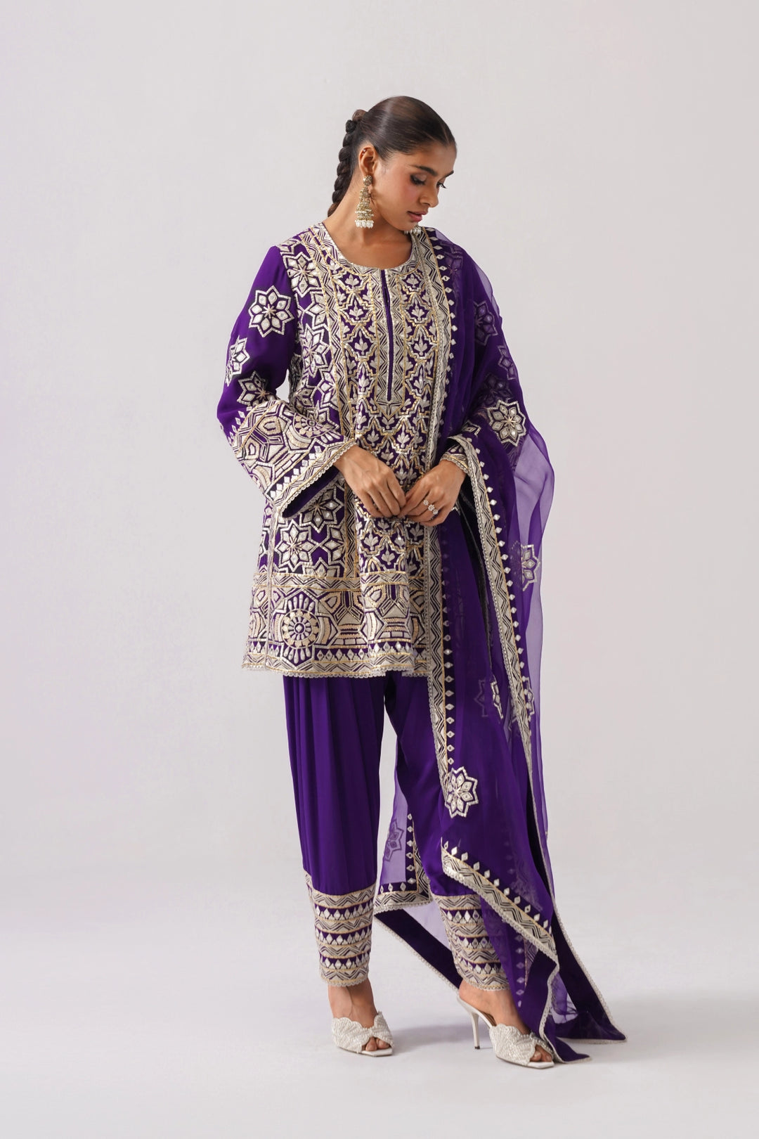 Violet Short A-Line Kurta Set