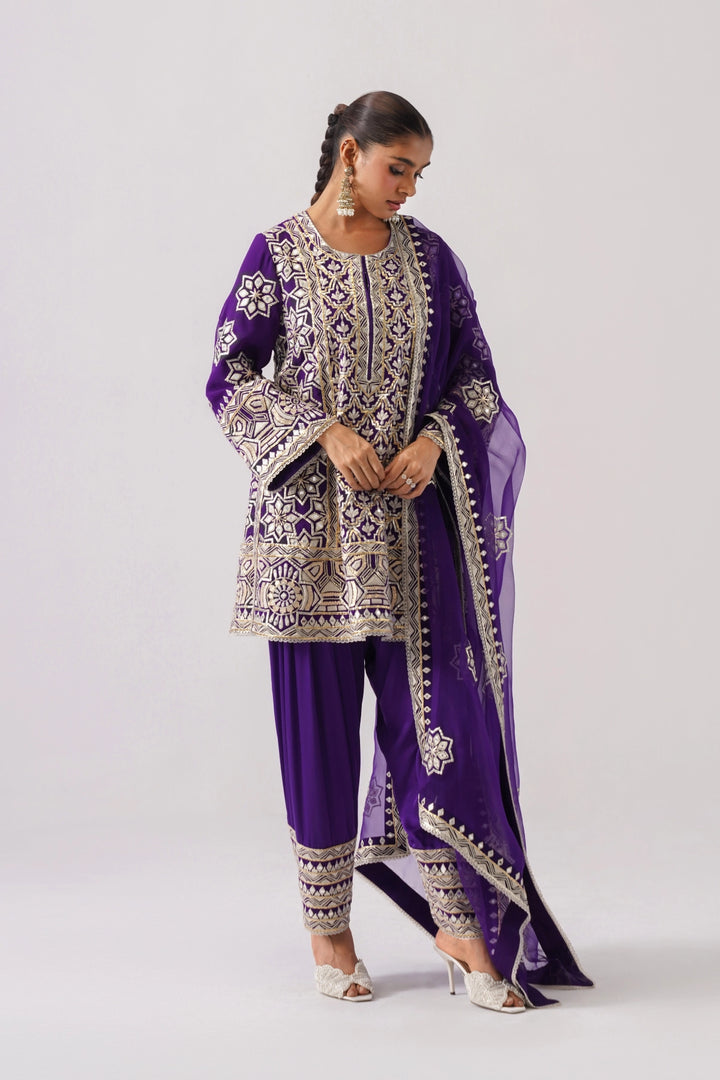 Violet Short A-Line Kurta Set