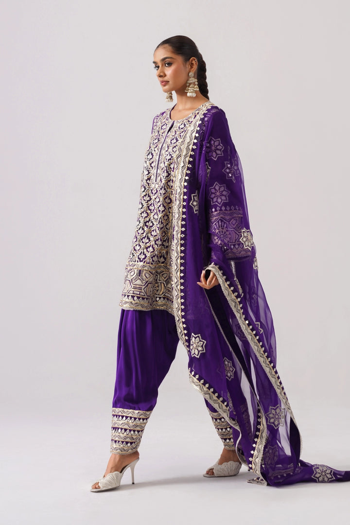 Violet Short A-Line Kurta Set