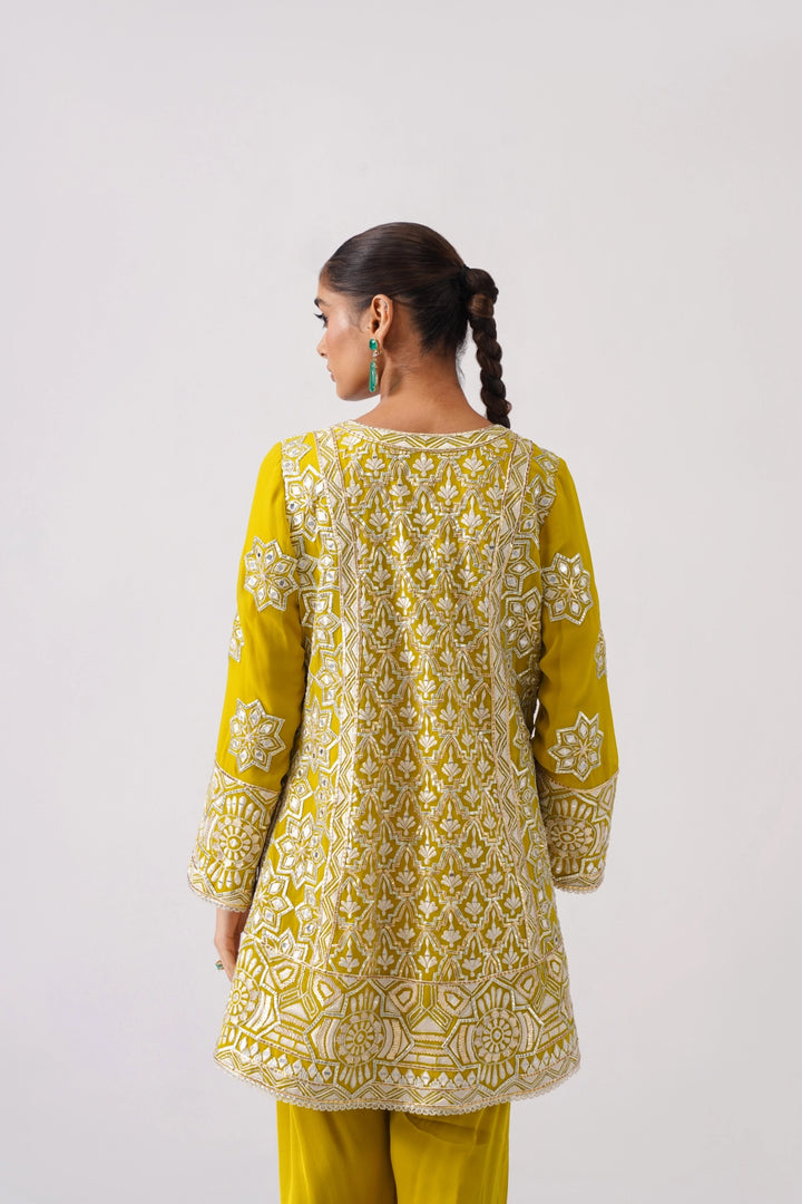 Mustard Yellow Short A-Line Kurta Set
