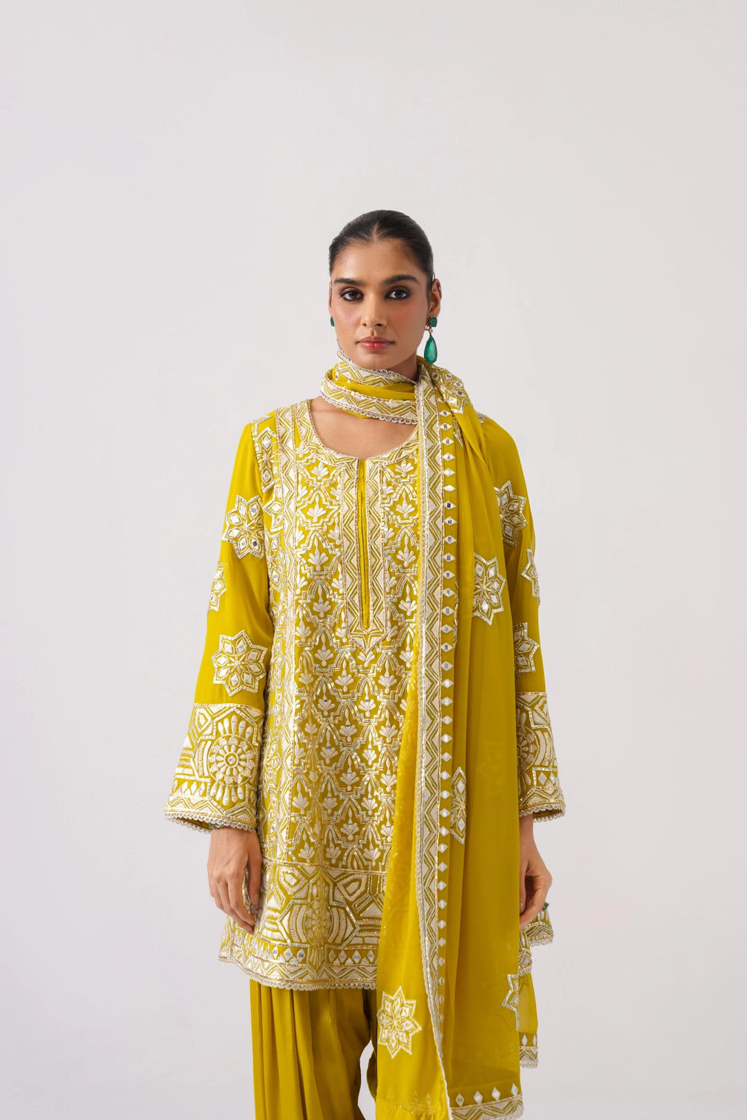Mustard Yellow Short A-Line Kurta Set