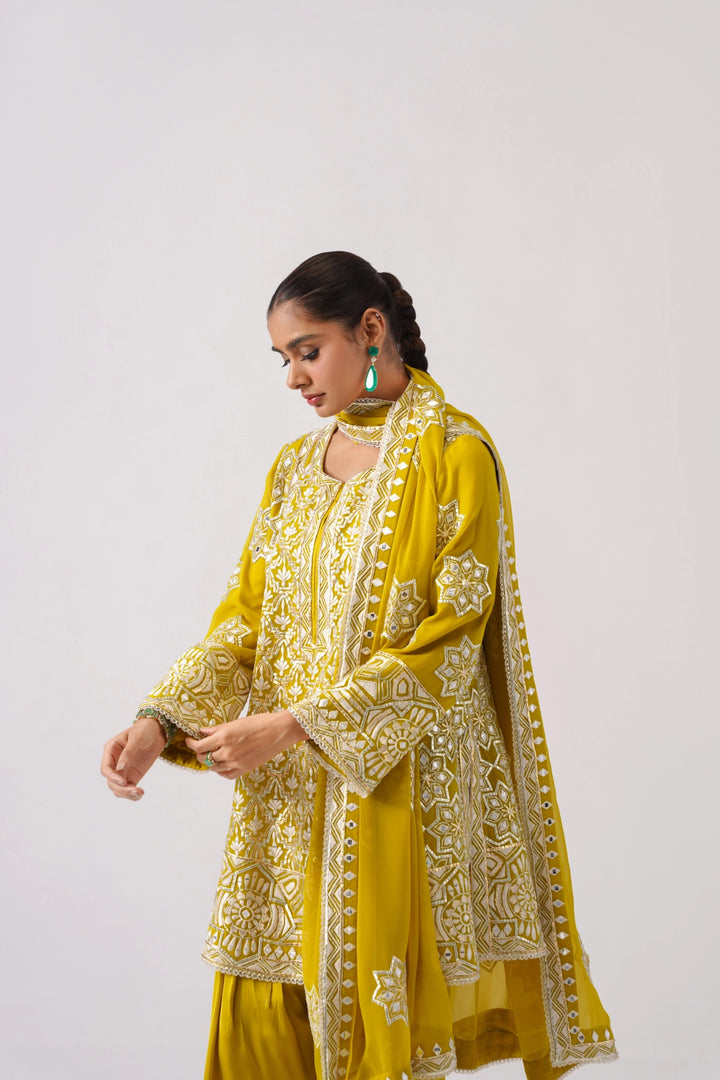 Mustard Yellow Short A-Line Kurta Set