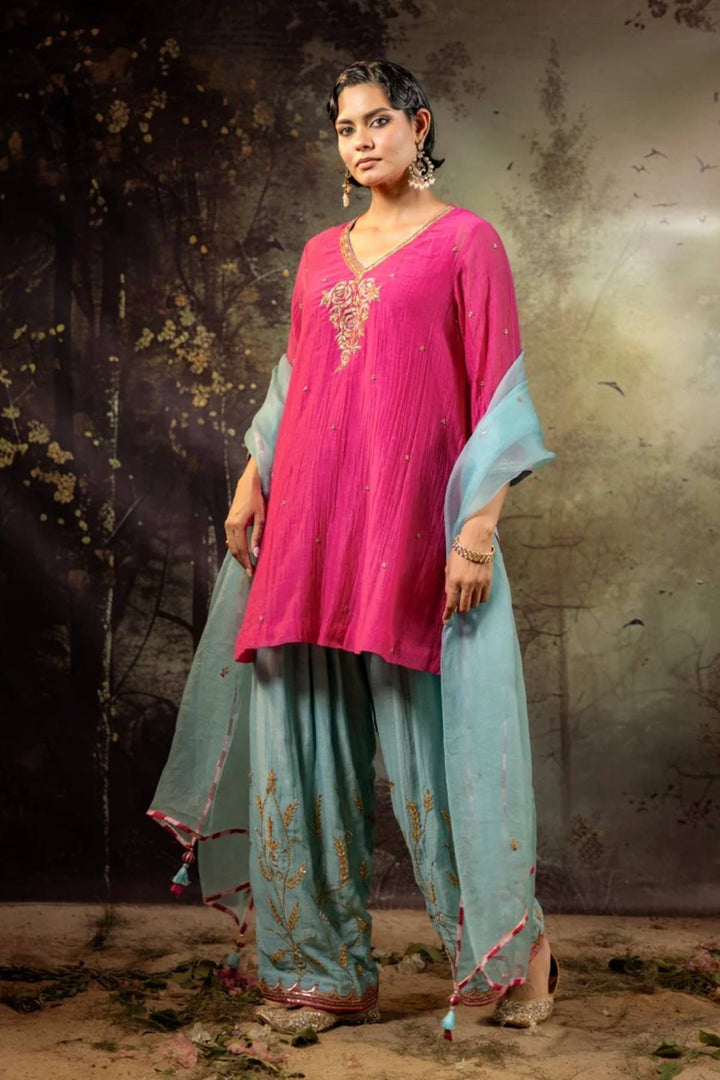 Ice Blue Jaal Farshi Kurta Set