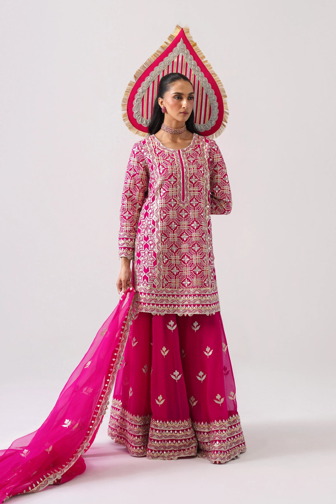 Fuchsia Pink Sharara Set