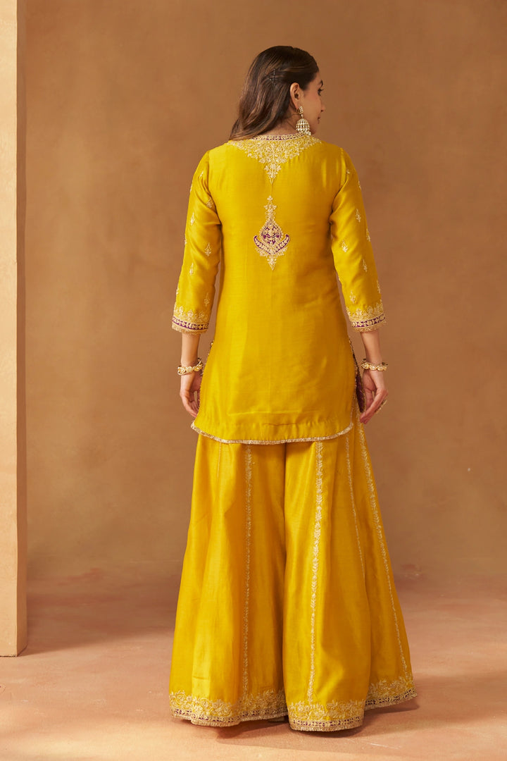 Fadiya Mustard Kurta with Sharara and Dupatta