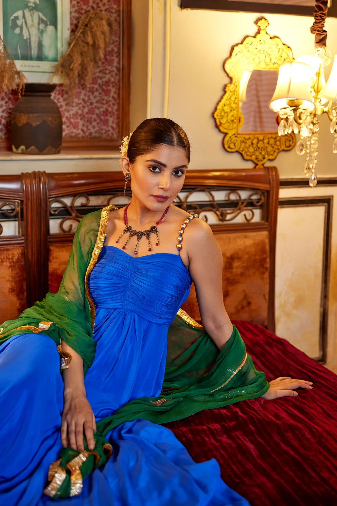 Royal Blue draped gown