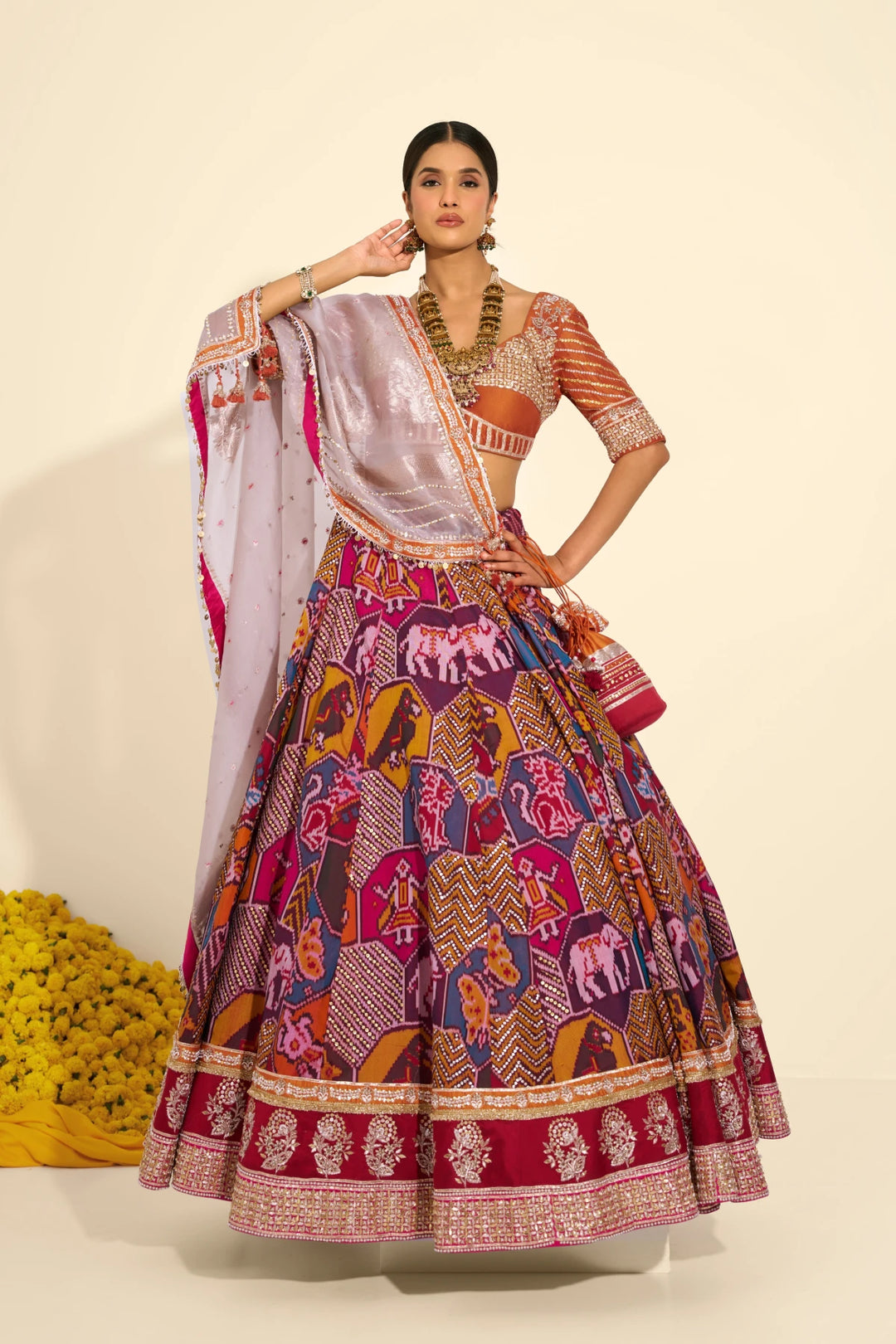 Single Ikat Lehenga