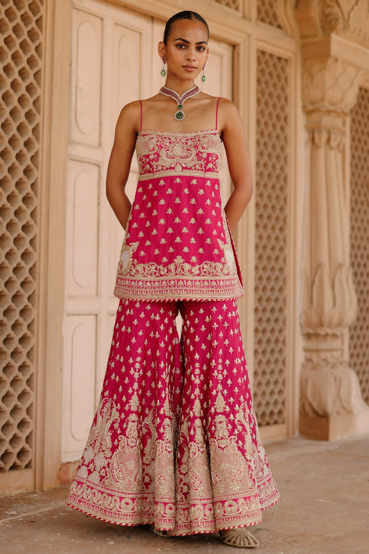 Nisbat - Hot Pink Kurta Set with Garara & Dupatta
