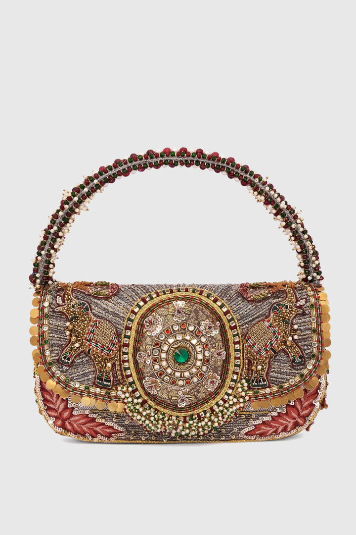 Gajah Flapover Clutch - Silver