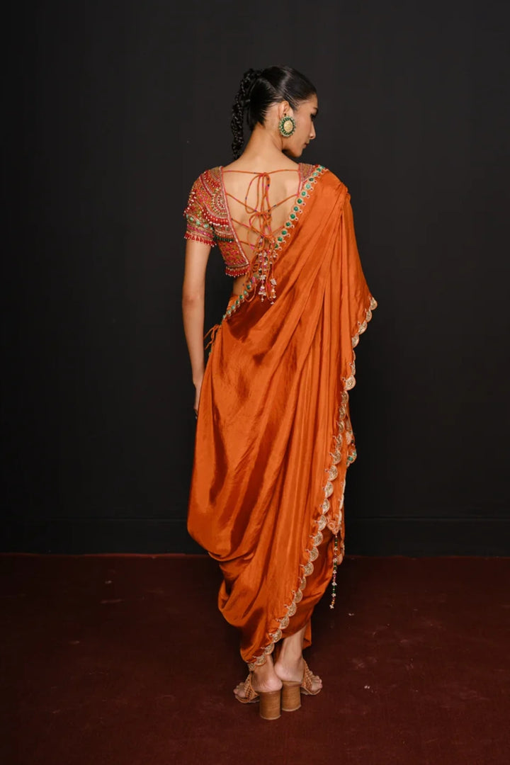 Orange Statement Saree Set