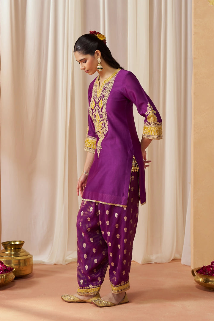 Adeela Deep Purple Kurta with Salwar and Dupatta