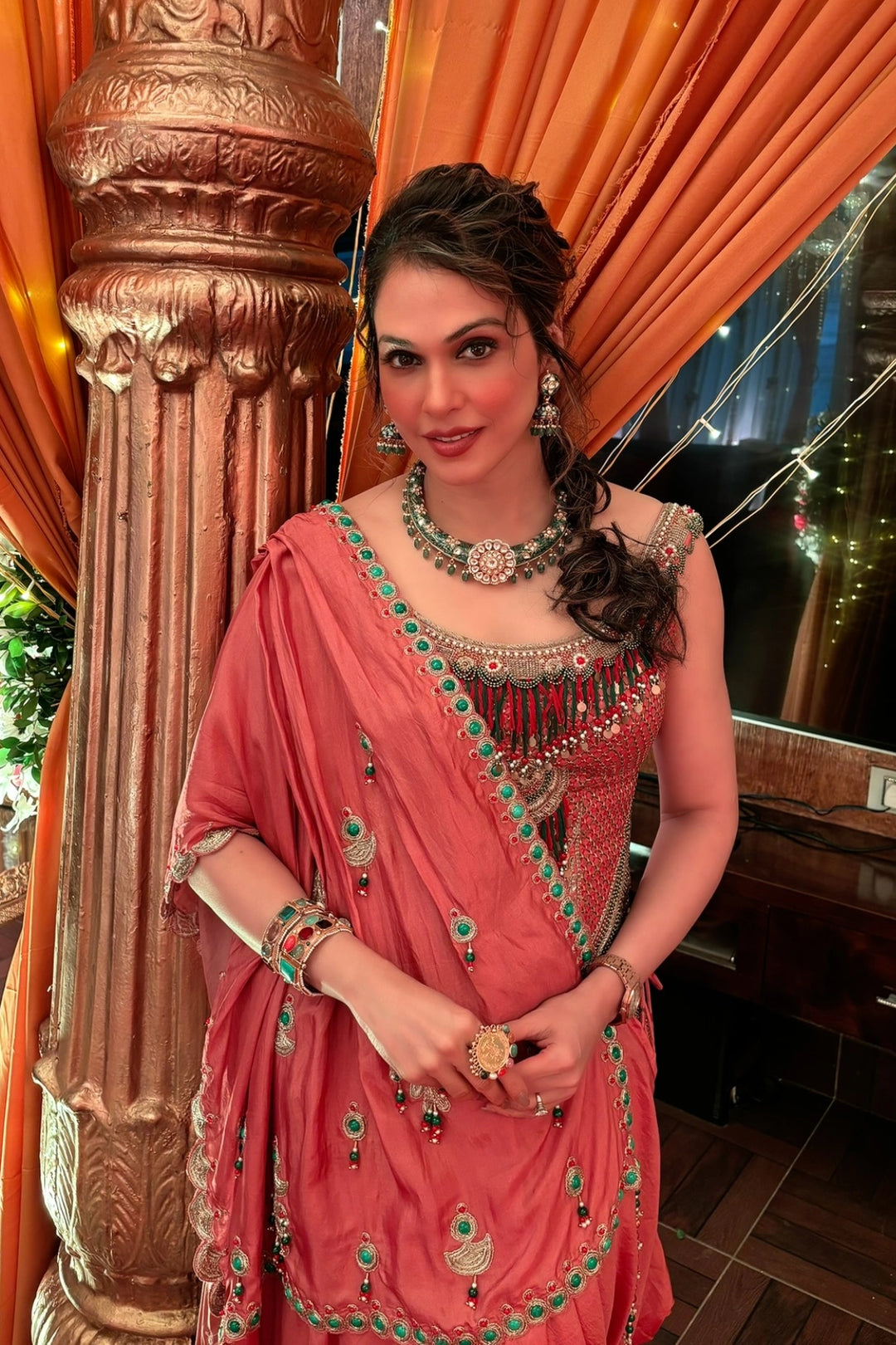 Isha Koppikar in Red Bajuband Set