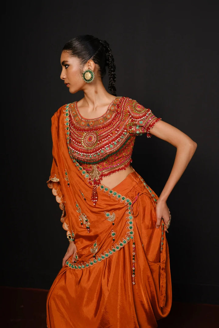 Orange Statement Saree Set
