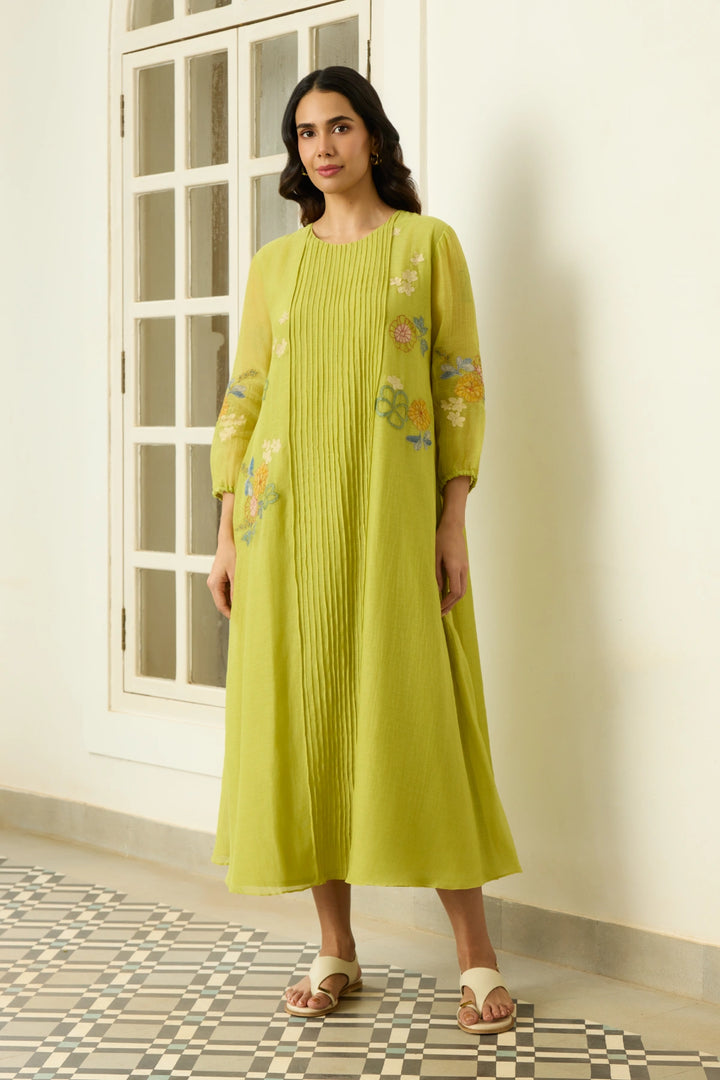Lime Pintuck Dress