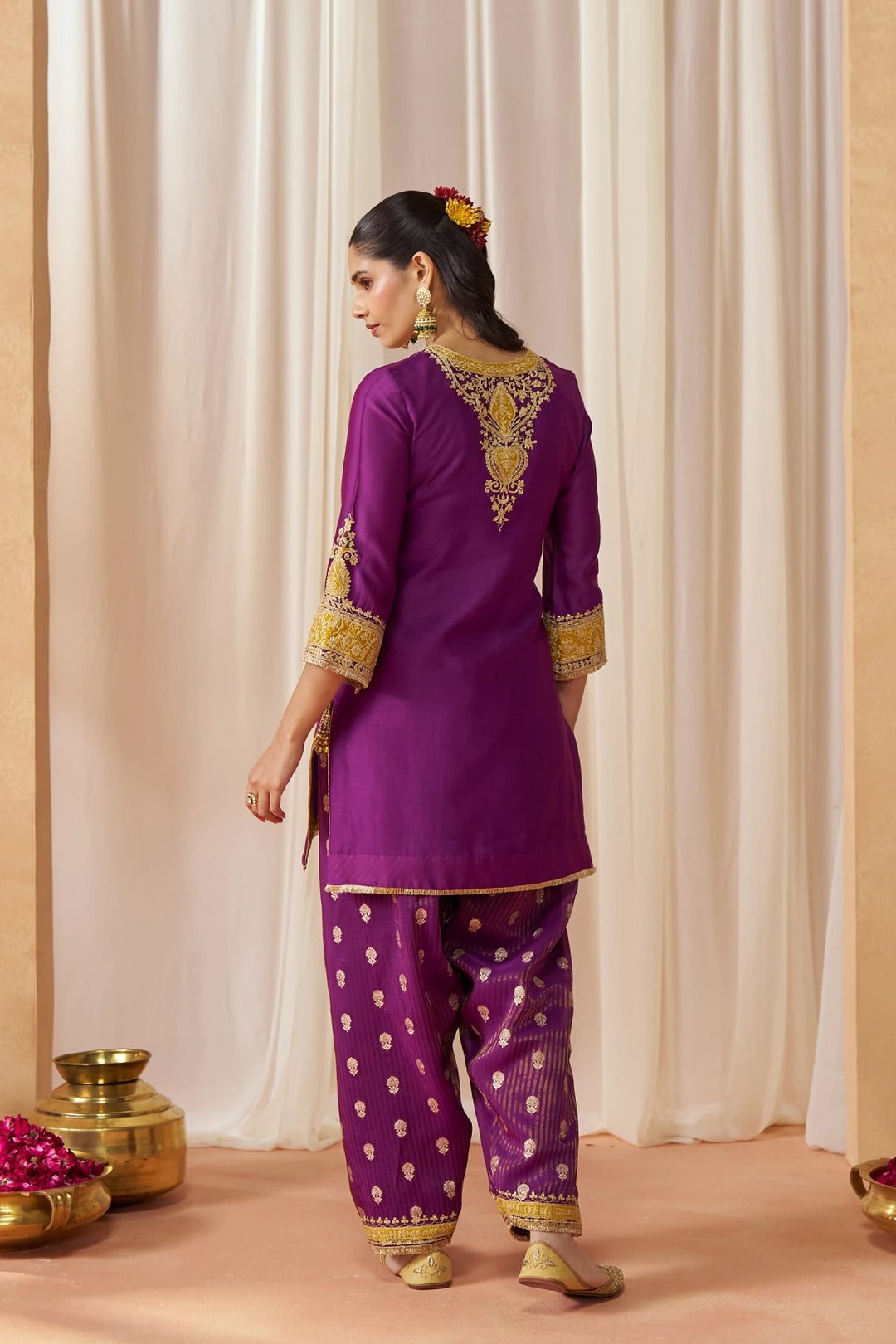Adeela Deep Purple Kurta with Salwar and Dupatta