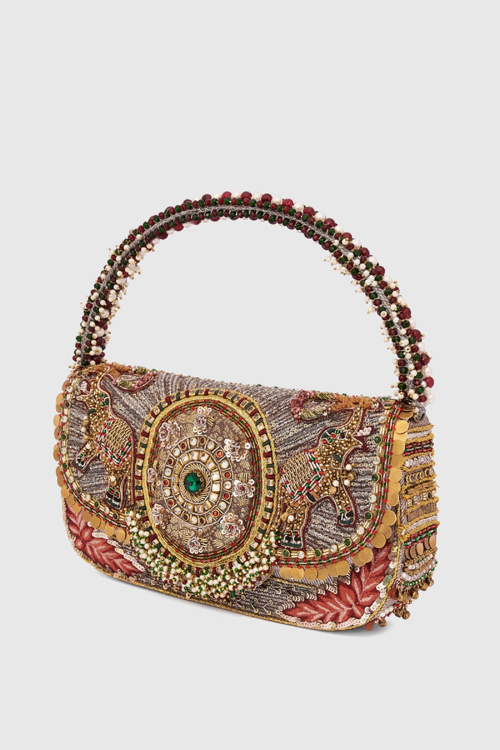 Gajah Flapover Clutch - Silver