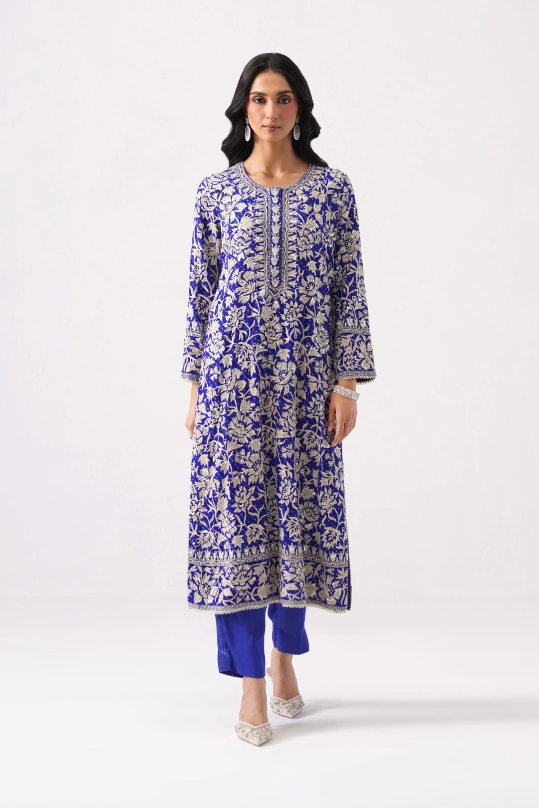Dark Blue Long Kurta Set