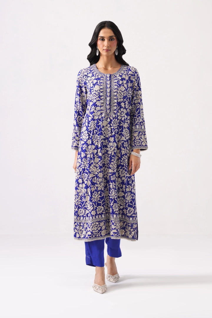 Dark Blue Long Kurta Set
