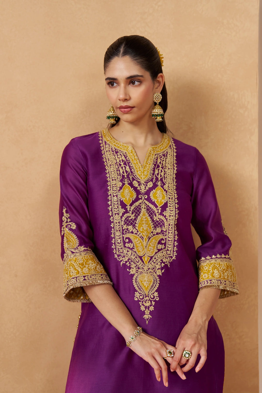 Adeela Deep Purple Kurta with Salwar and Dupatta