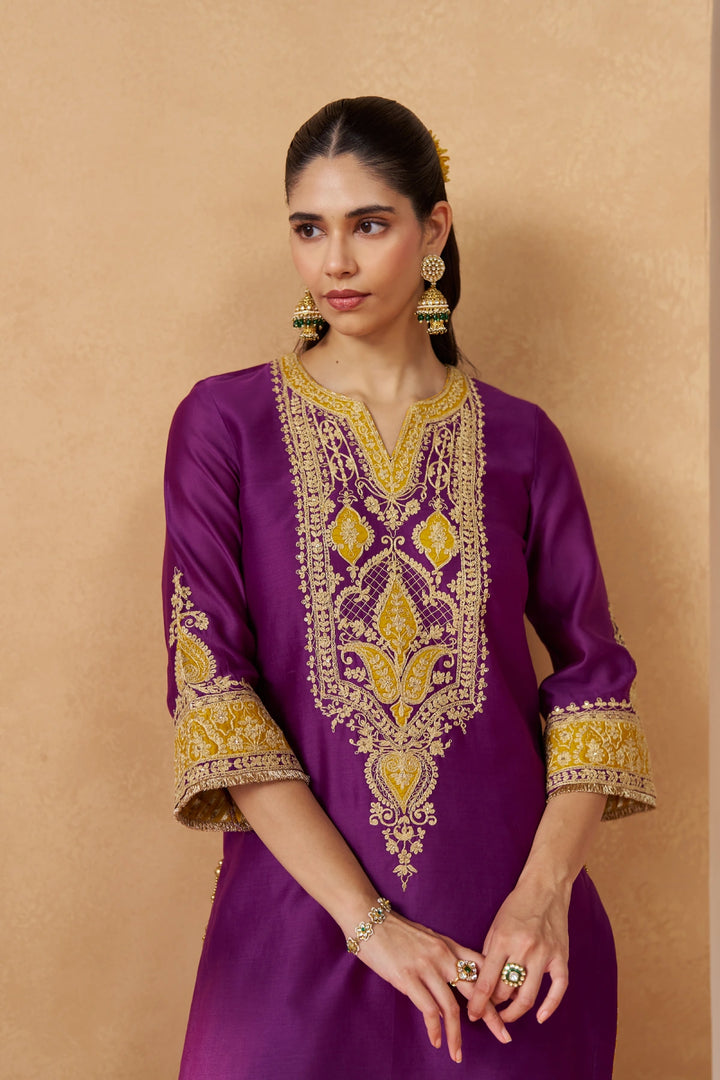 Adeela Deep Purple Kurta with Salwar and Dupatta
