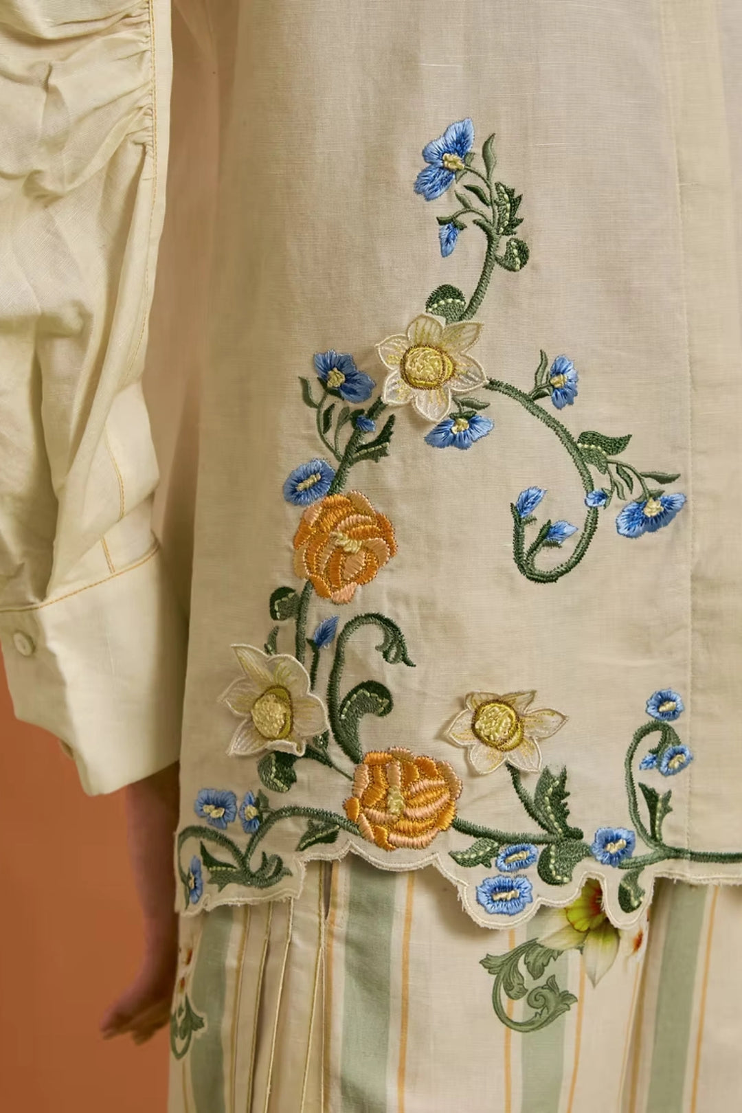 Aurelia Floral shirt and trouser set- Ivory
