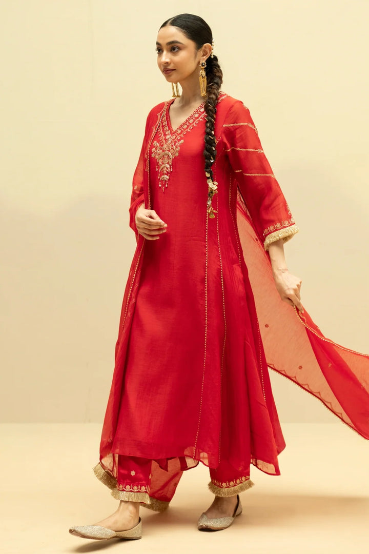 Chaandbali Mul Chanderi Aline Kurta Set