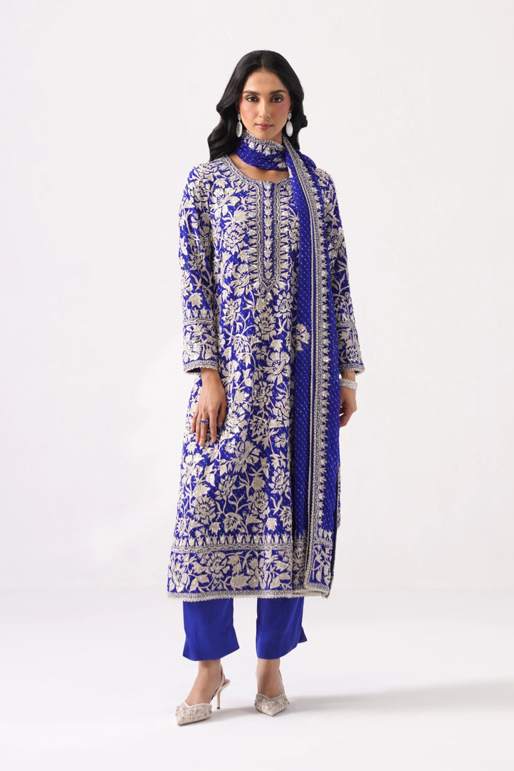 Dark Blue Long Kurta Set