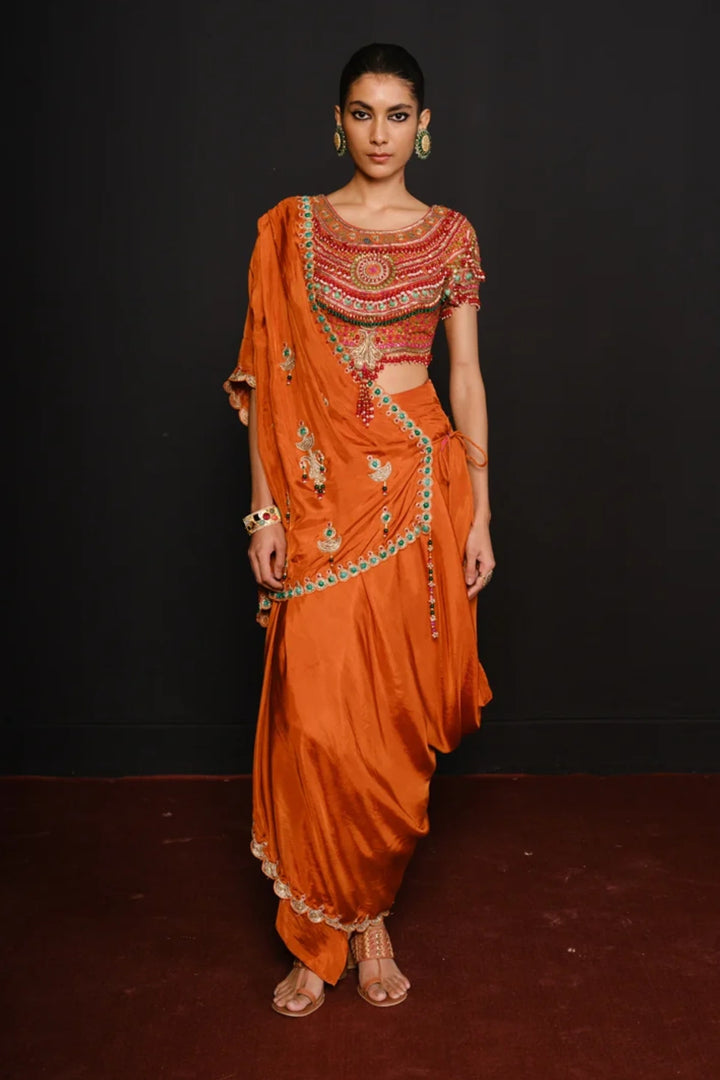 Orange Statement Saree Set