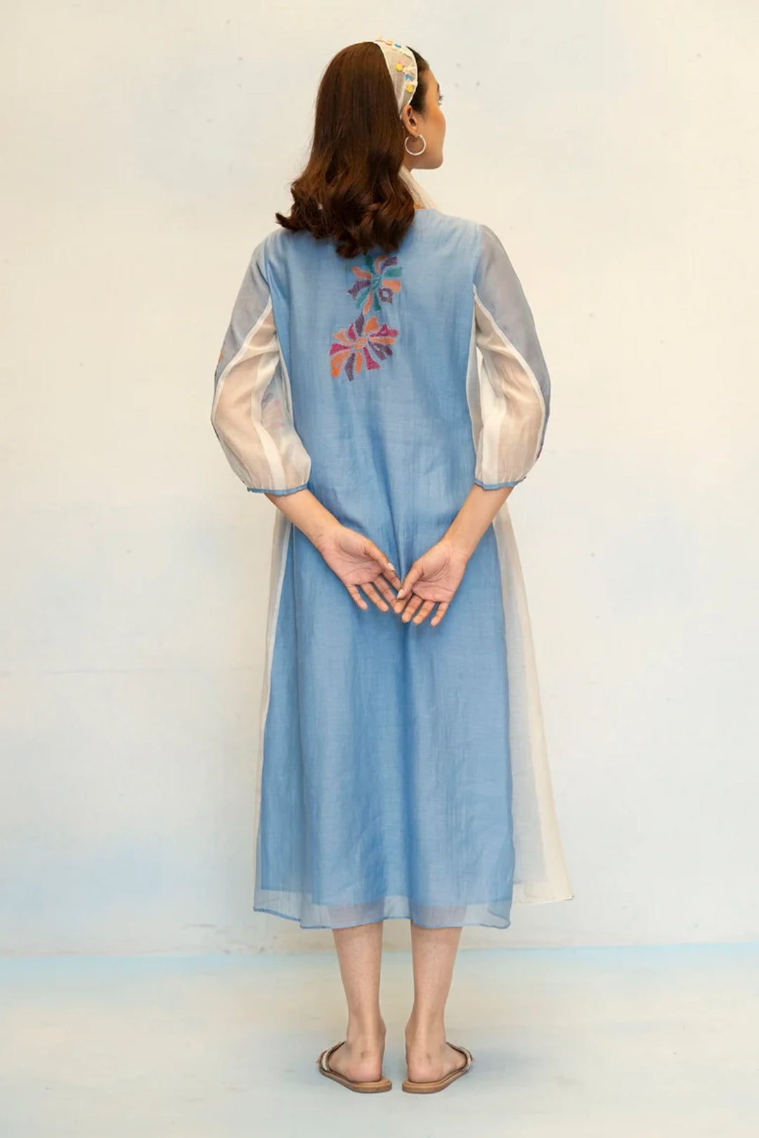Meher Mul Chanderi Tunic Set in Blue
