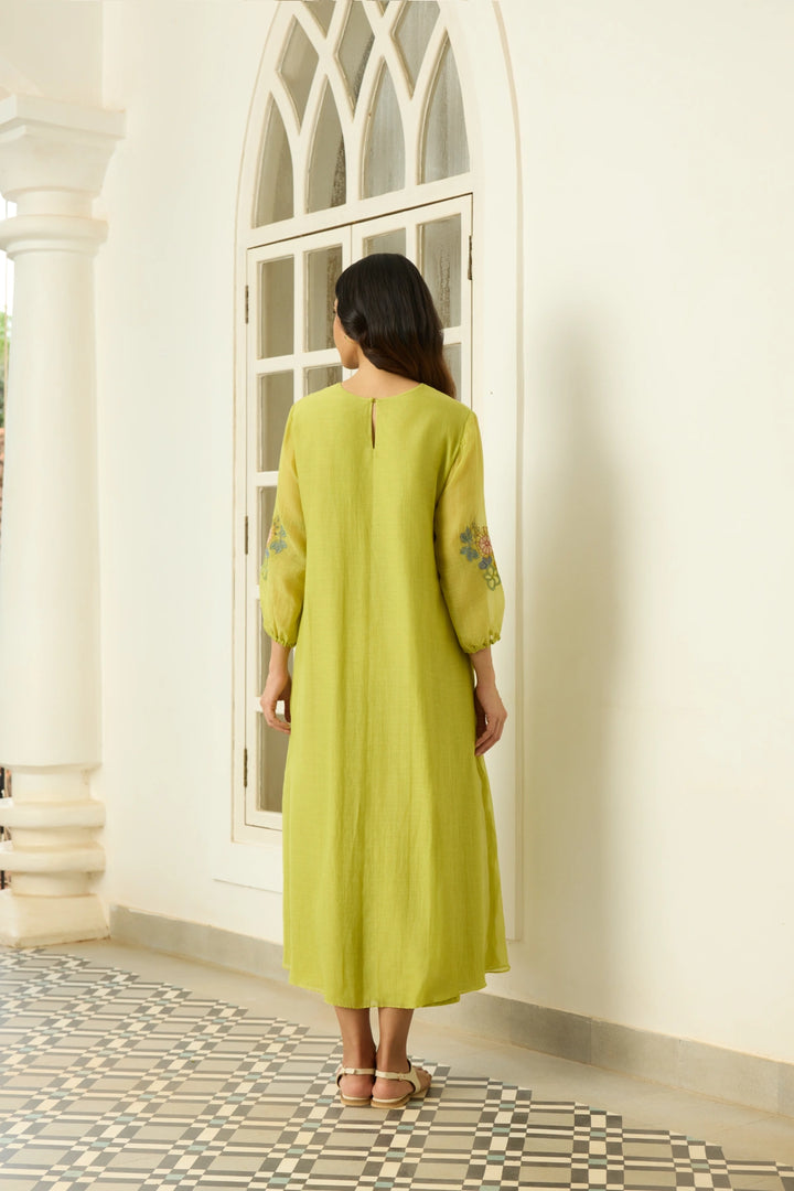 Lime Pintuck Dress