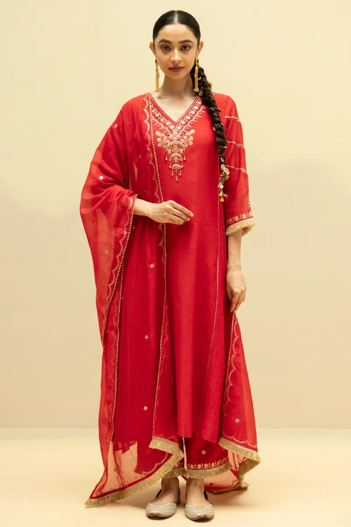 Chaandbali Mul Chanderi Aline Kurta Set