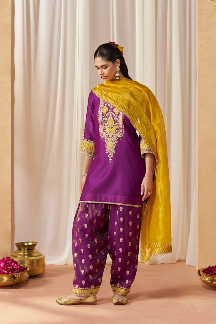 Adeela Deep Purple Kurta with Salwar and Dupatta