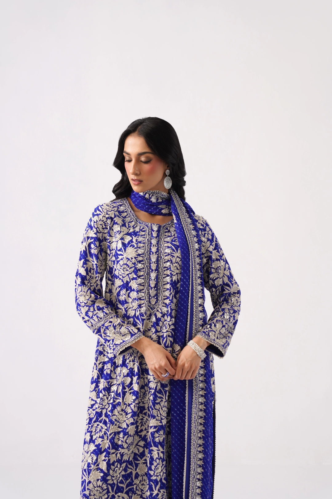 Dark Blue Long Kurta Set