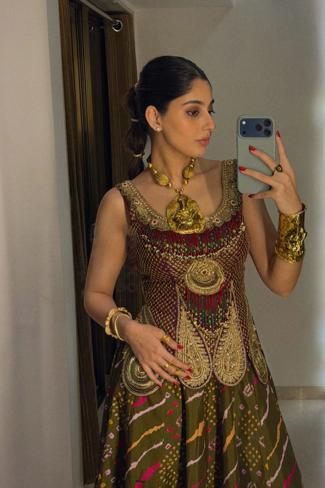 Anisha Godwani in Purple olive marodi set
