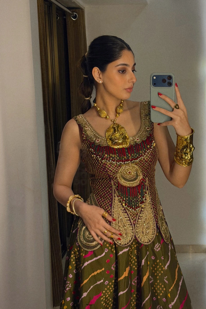 Anisha Godwani in Purple olive marodi set