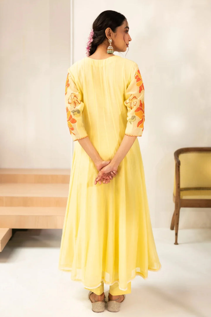 Zoya Mul Chanderi Anarkali Set