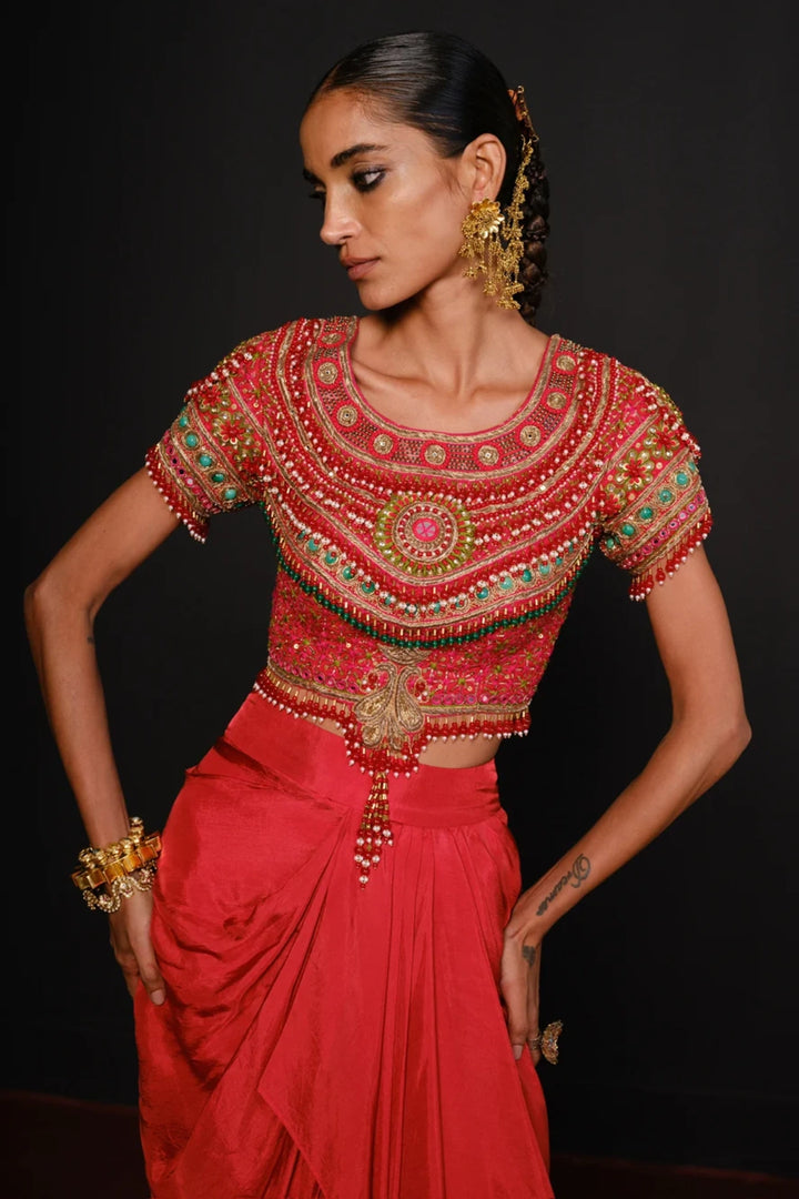 Red Statement Skirt Set