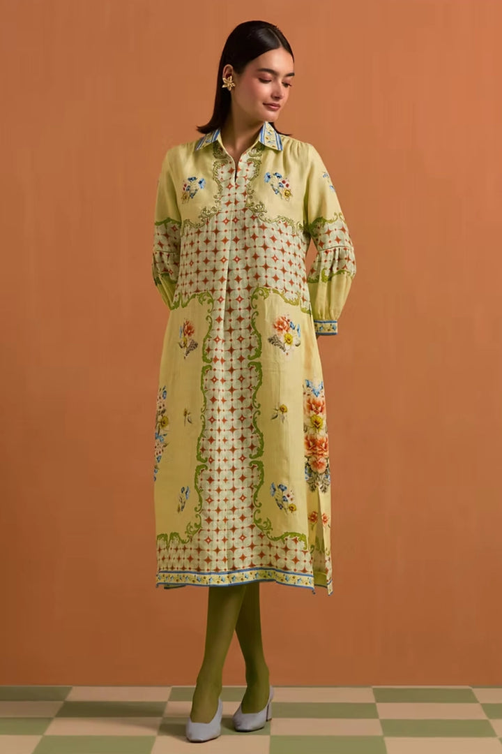 Verdant Shirt Dress- Fun yellow