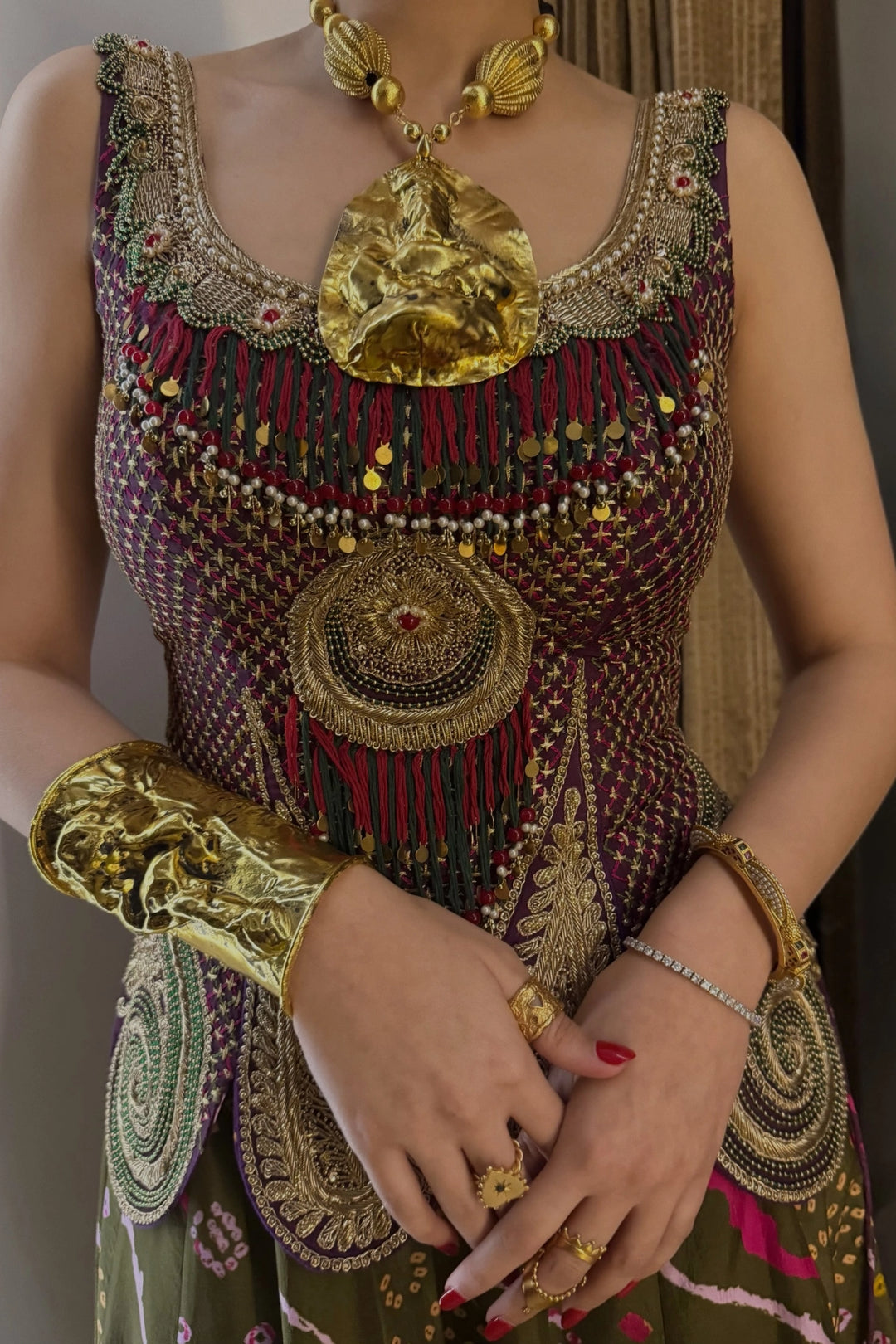 Anisha Godwani in Purple olive marodi set