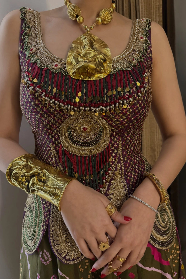 Anisha Godwani in Purple olive marodi set