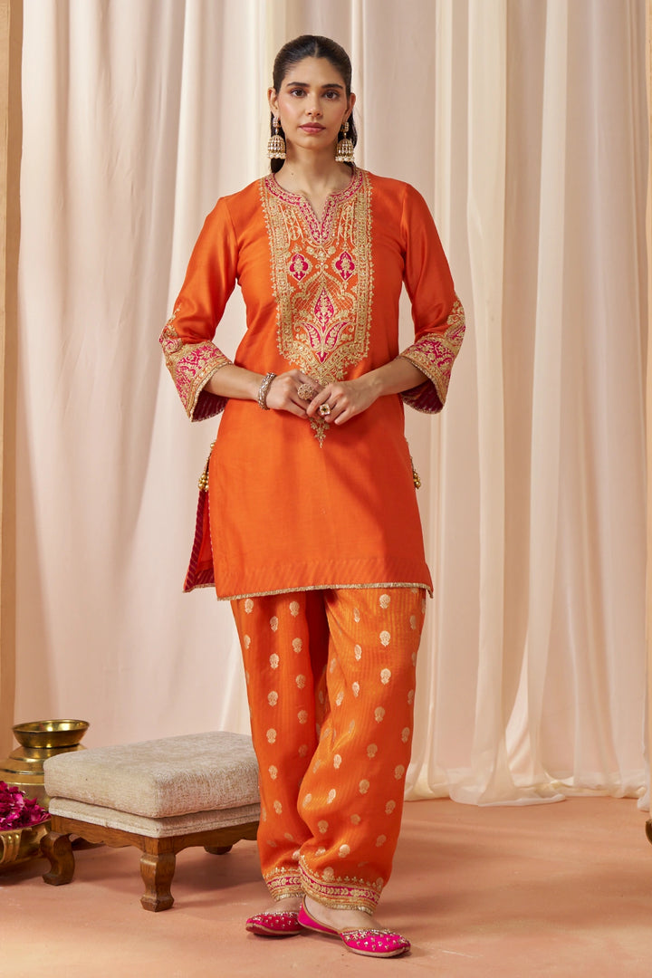 Adeela Burnt Orange Kurta with Salwar and Dupatta