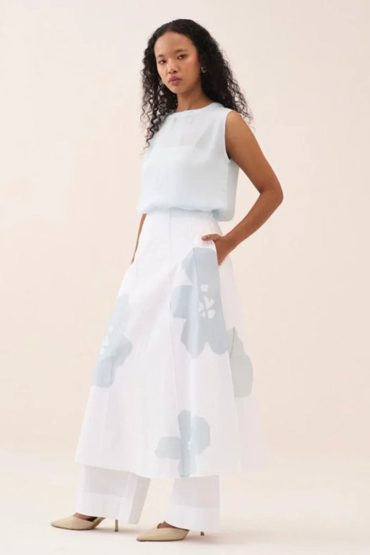 Floral Reverse Applique Skirt Pant