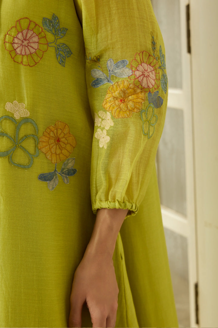 Lime Pintuck Dress