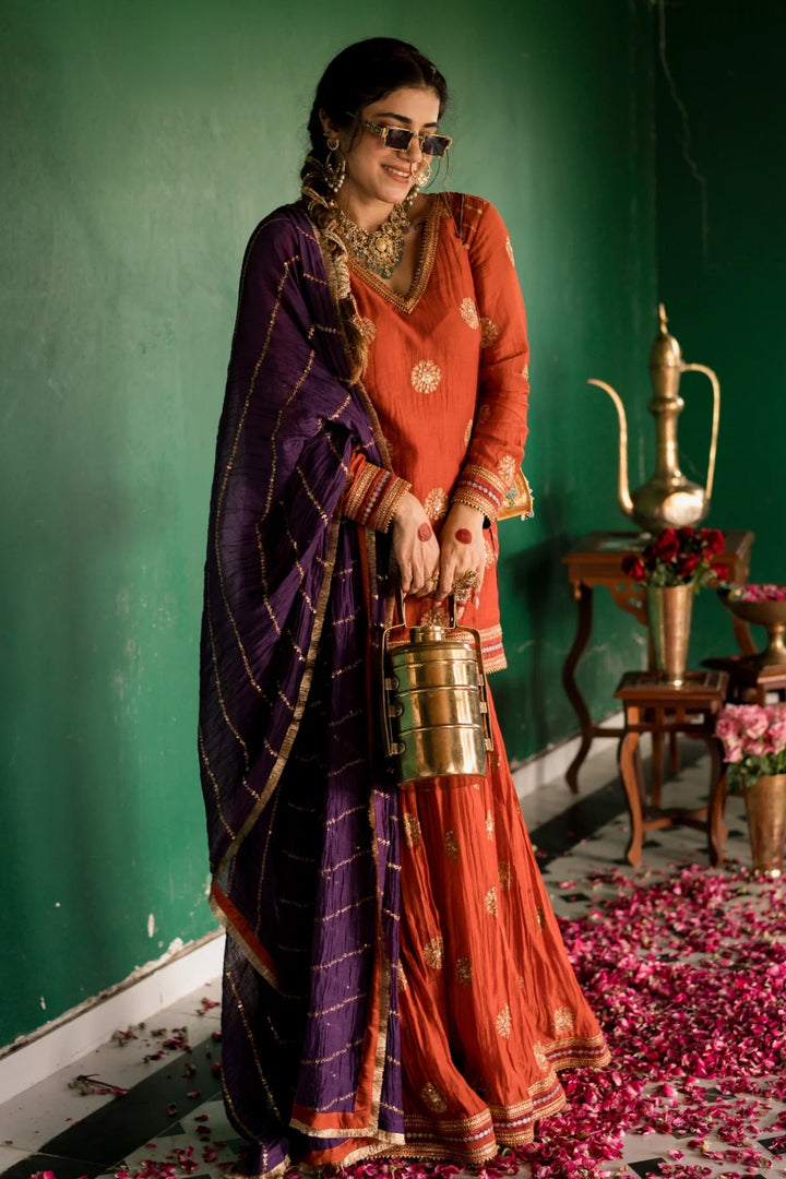 Rust Sharara Set