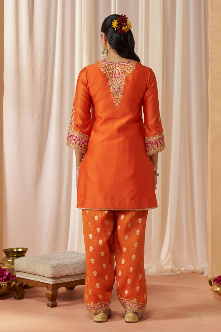 Adeela Burnt Orange Kurta with Salwar and Dupatta
