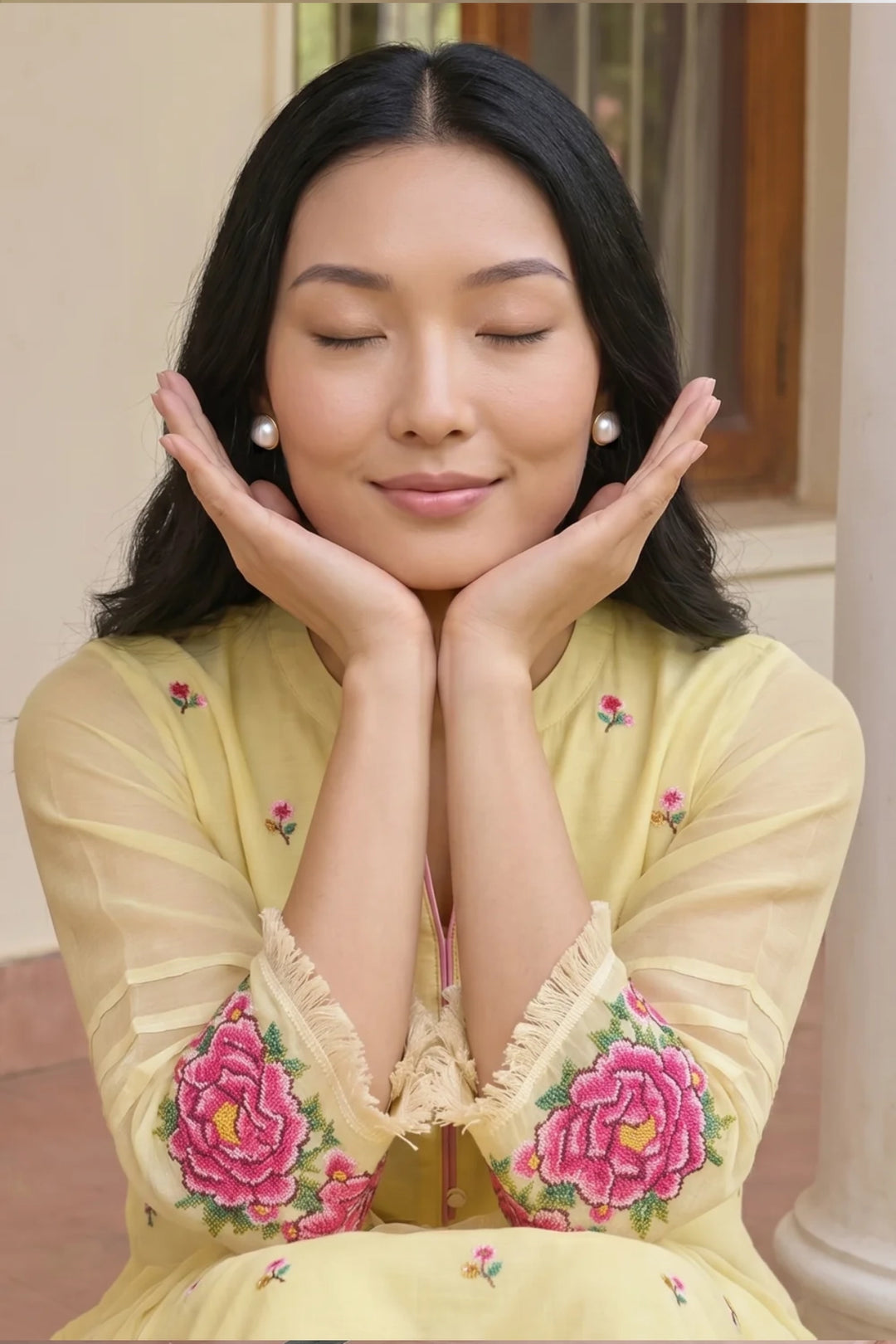 Zia Cross-Stitch Pure Mul Chanderi Kurta Set